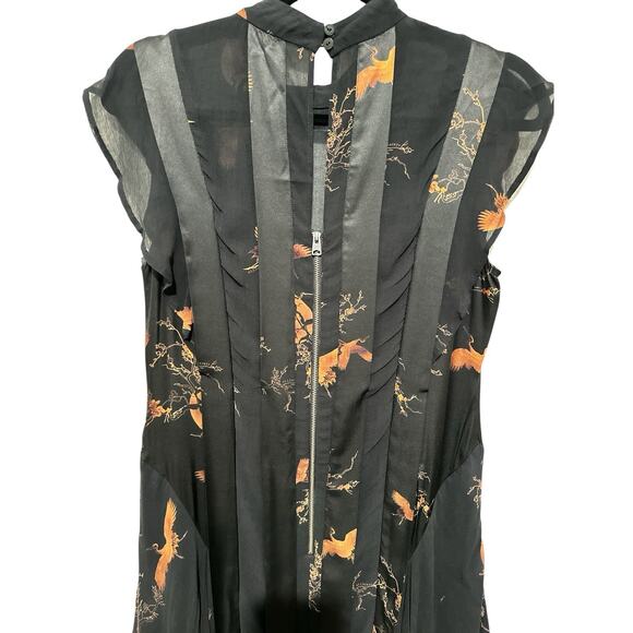 ALLSAINTS Fleur Aurora Dress Size USA 2 Asymmetric hem Cap sleeves Round neck - Picture 9 of 13